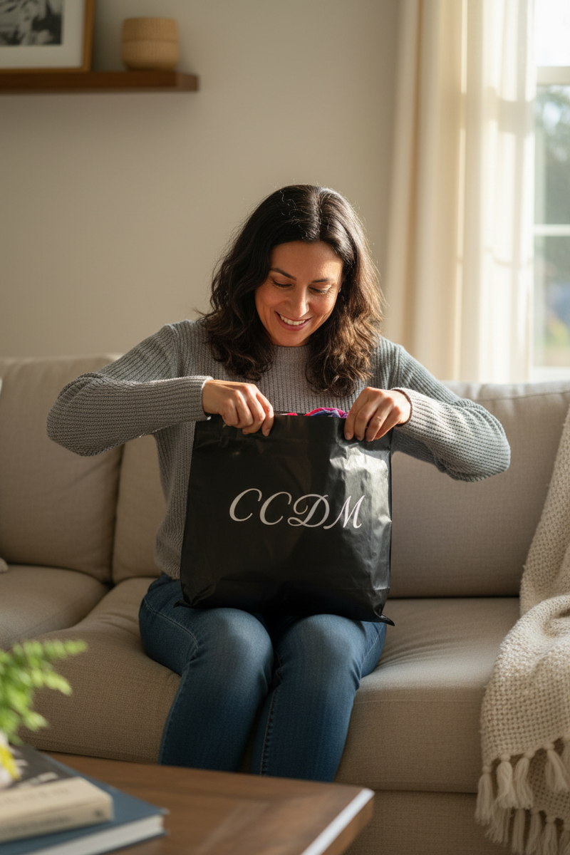 UGC abriendo bolsa en sofá - CCDM